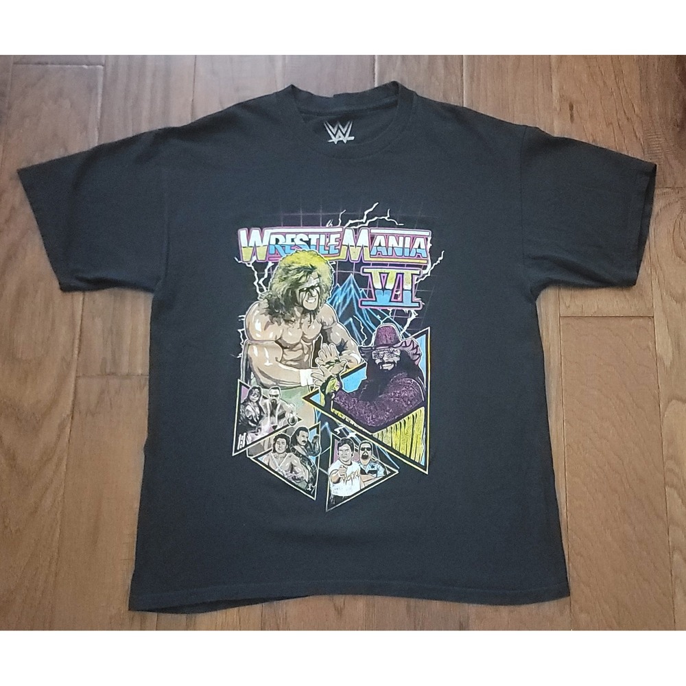 WWE WWF WrestleMania VI 6 Ultimate Warrior Macho Man Bret Hart T-Shirt Men's L